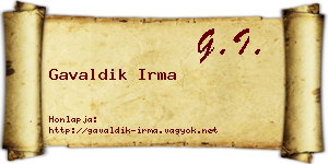 Gavaldik Irma névjegykártya